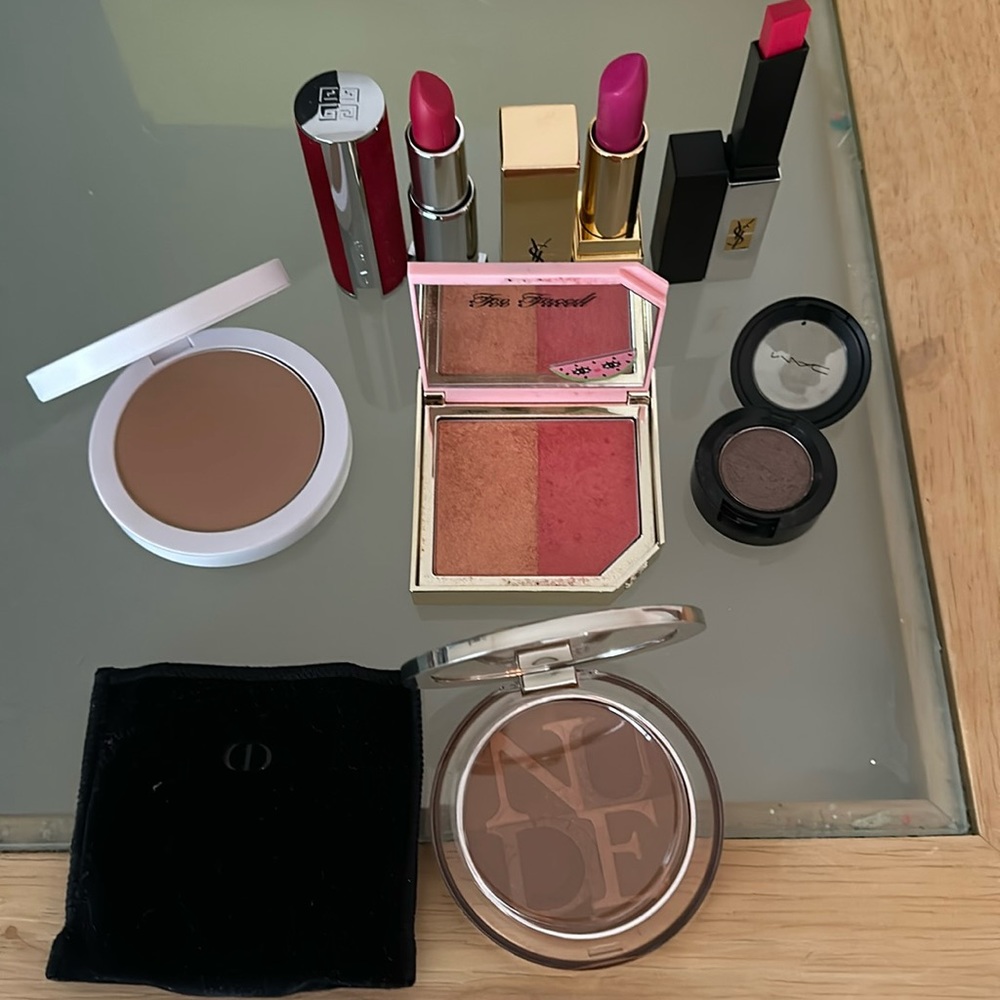 7 piece Lipstick and Bronzer Blush Eyeshadow Set Givenchy Dior YSL By Mario Mac